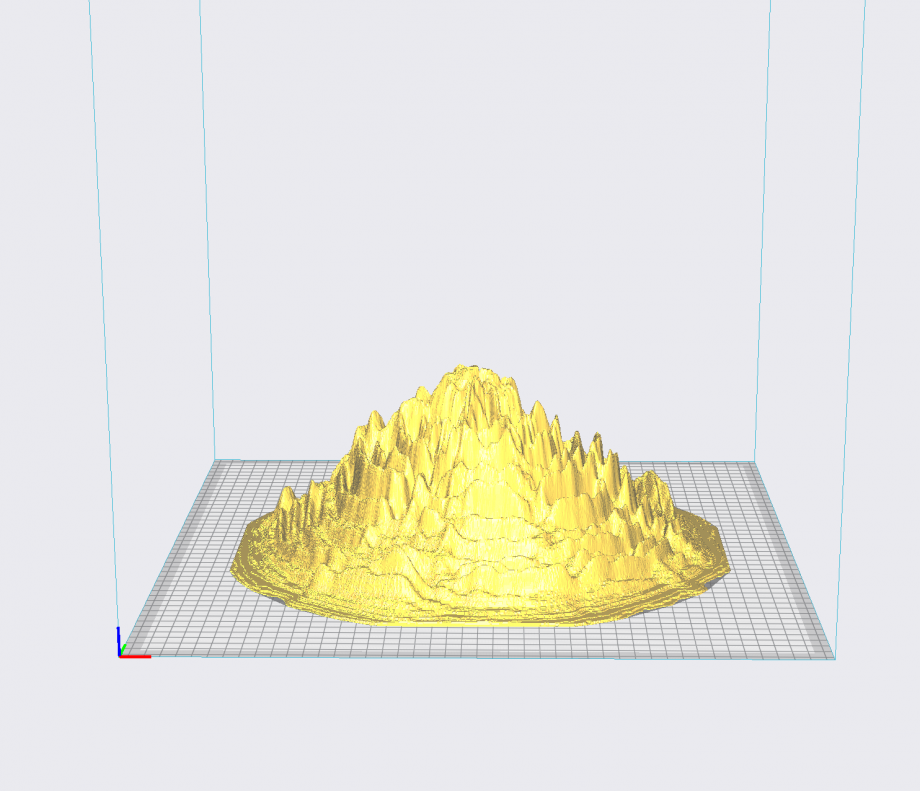 A photo of a golden 3D model of a spectrogram.